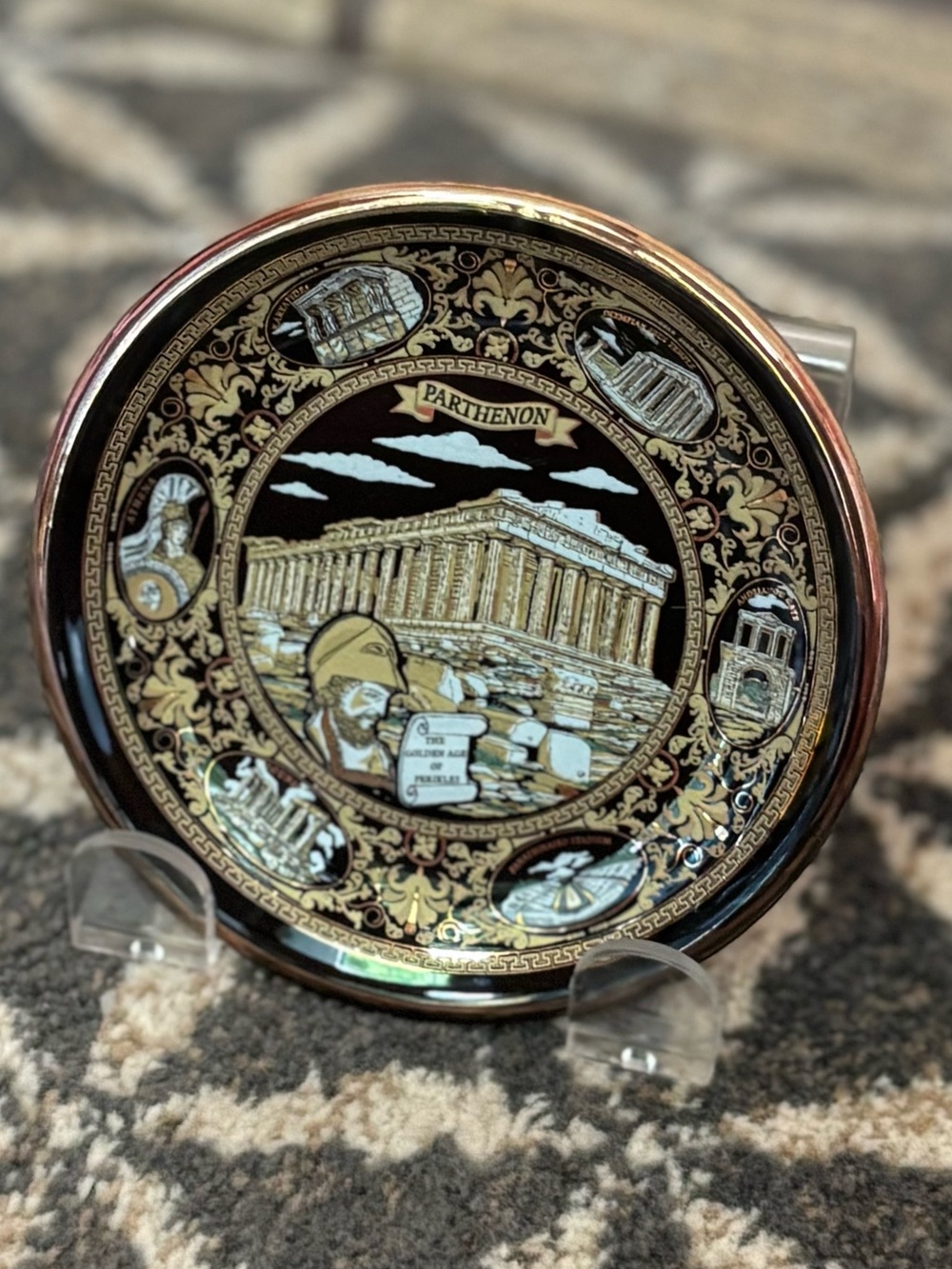 Athens Parthenon Decorative Collector Plate in Black and Gold - Greece Souvenir
